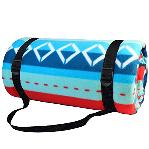 DXRPO Couverture Pique Niques 200 x 200cm, Couverture Picnic Imperméable, Couverture Pique Niques Extérieure pour Camping Pique-Nique et Fête, Tapis Pique Niques avec Bandoulière et Sac Lavable(Bleu) Cover