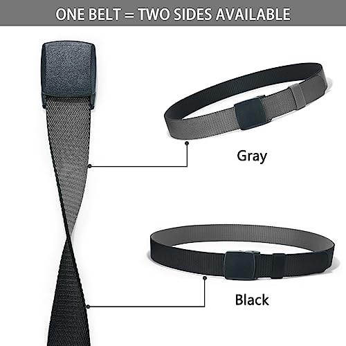 LionVII Men's Elastic Stretch Belts - 2 Colors in 1 Reversible Belt with Plastic Buckle, Adjustable Trim to Fit 27-49" Waist4