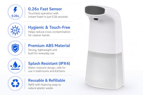 Image of Carnival Automatic Foaming Soap Dispenser 310ML | Touchless Infrared Motion Sensor Hand Wash Dispenser | Battery-Operated Waterproof Soap Dispenser for Kitchen & Bathroom