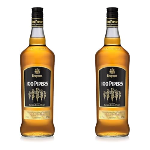 100 Pipers Whisky Blended Escocés - 1 L (Paquete de 2)