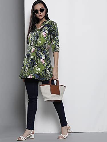 Image of One femme Women's Pleated Printed Tunic Shirt