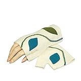  Armstulpen Stulpen Pulswärmer aus Walk Wollboucle von Beletage mit Blatt-Applikation wollweiß