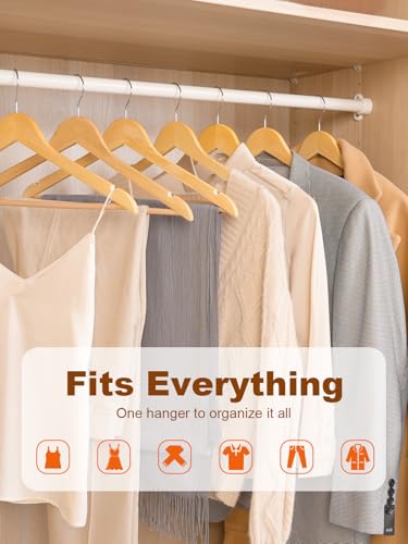 image for HOUSE DAY Wooden Hangers 20 Pack, Solid Wood Hanger with Non Slip Pant
