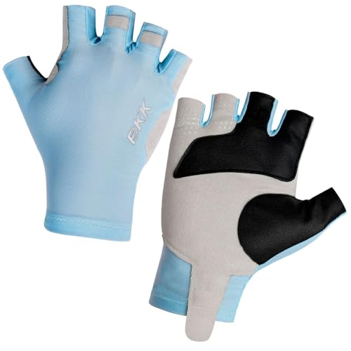 Guantes para pesca BKK Flamingo Half Finger Gloves 1 Light Blue de alta resistencia