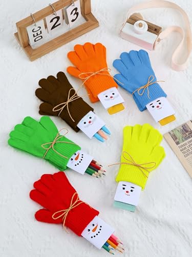 Image of Cooraby 12 Pairs Kid's Winter Magic Gloves Children Stretchy Warm Magic Gloves Boys or Girls Knit Gloves for 6-12 Years