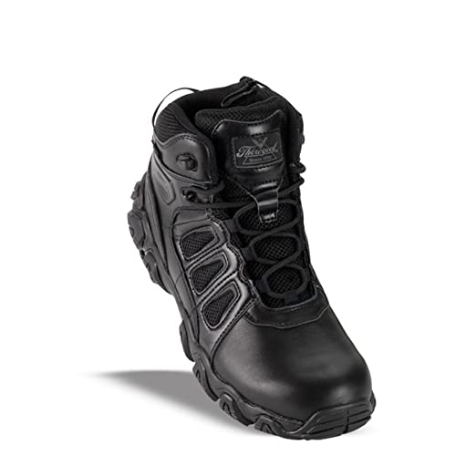 Thorogood Crosstrex 6” Waterproof Black Tactical Boots for Men with Zipper - Breathable Polished Leather and Mesh with Safety Toe and Traction Outsole; ASTM Rated2
