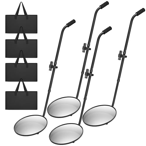 Miroir d'inspection sous véhicule Barydat Ø 32 cm avec poignée télescopique et lampe, lot de 4