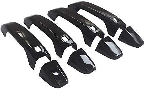 eLoveQ Gloss Black Handle Covers Compatible with 15-19 Chevy Tahoe/Suburban/GMC Yukon/Yukon XL - W/4 Smart Keyhole & No Passenger Keyhole