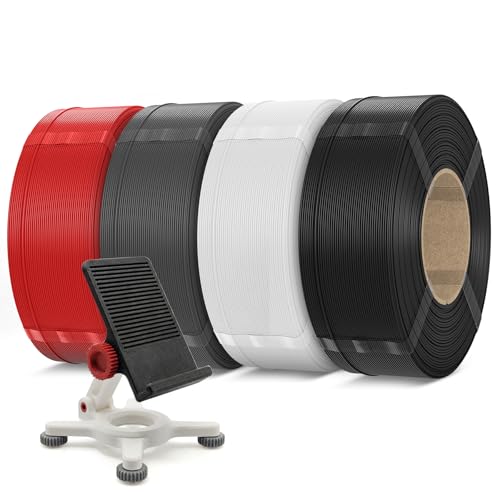 Inslogic PETG Pro Pre-Dried 3D Printer Filament 1.75mm, High-Speed PETG Filament, Stronger Toughness, High Precision ±0.02mm, Compatible with FDM Printers, 1kg×4 Refills (Black+White+Grey+Red)