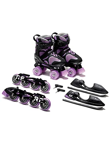 Rollerface Switch 3-In-1, Interchangeable In 3 Modalities: Inline Skate, Roller Skate, And Ice Skate. (Adjustable Up To 3 Sizes) #TOP2