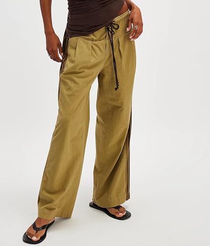 Womens Hudson Canyon Pants Side Striped Wide Leg Sweatpants Drawstring Waist High Rise Pant Baggy Casual Trousers with Pockets4