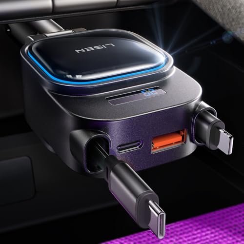 LISEN 4-in-1 Up to 96W Car Charger w/ Retractable USB-C + L Cable - image 1