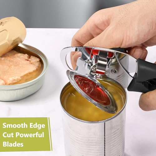 Tin Opener, Lychico 4-in-1 Can Opener Handheld Heavy Duty Stainless Steel Can Openers with Multifunctional Bottle Opener, Black - Image 5