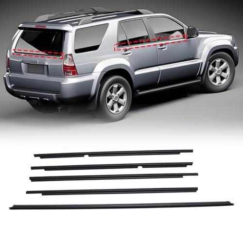 FZJDSD Outer Door Window Weatherstrip Seal Belt Kit Compatible with Toyota 4Runner 2003-2009 68290-35031 68163-35030 68161-35060 68162-35060 68164-35030, Front Rear Back Door Molding Trim