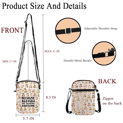 POFULL Beaver Gift Beavers Theme Inspirational Gift Animal Lovers Gift Because Beaver Are Freaking Awesome Crossbody Bag2