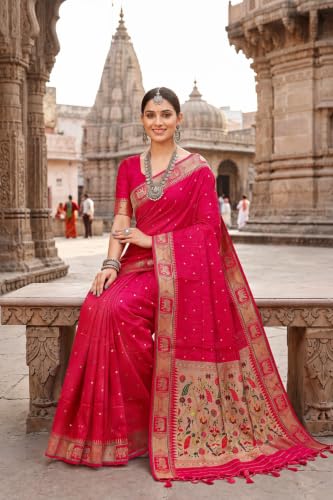 Image of Women's Paithani Silk Tassel Finish Saree Ethnic Unstitched Blouse Piece