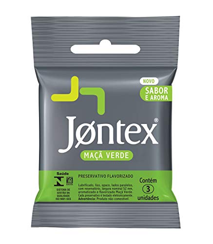 Preservativo Camisinha Jontex Sabor Maçã Verde - 3 Unidades, Jontex, 3un