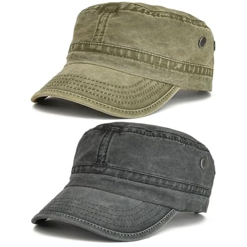 BABAHU Washed Cotton Military Caps Cadet Army Caps Unique Design