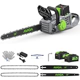 Electric Chainsaw Cordless, 42V 16 Inch Battery Chainsaw with Brushless Motor and Quiet Superior Cutting Power, Hand Battery Powered chainsaw for Tree Trimming Wood Cutting (green)