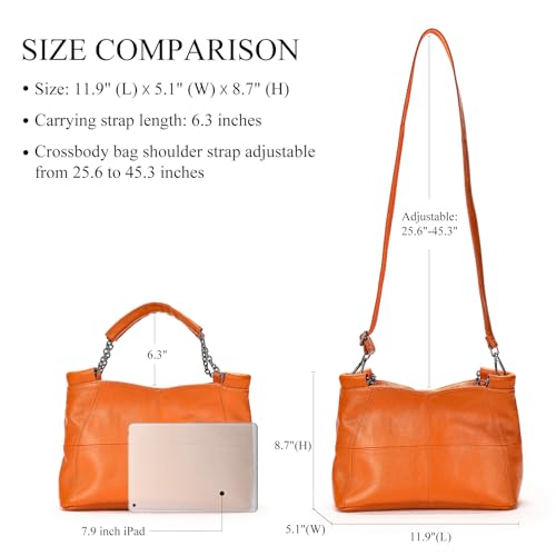 Image of Genuine Leather Women Handbags and Purses Designer Medium Tote Bag Fashion Shoulder Crossbody Satchel Hobo Bag