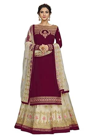 TRENDMALLS Dames Georgette borduurwerk Kurta Sharara pak