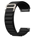 BOGDU Alpine Loop Band Compatible with Samsung Galaxy Watch 4 42mm 46mm/Galaxy Active 2 40mm 44mm, 20mm Textile Stretch Nylon Sport Strap Metal G‑Hook Replacement Wristband(Black)