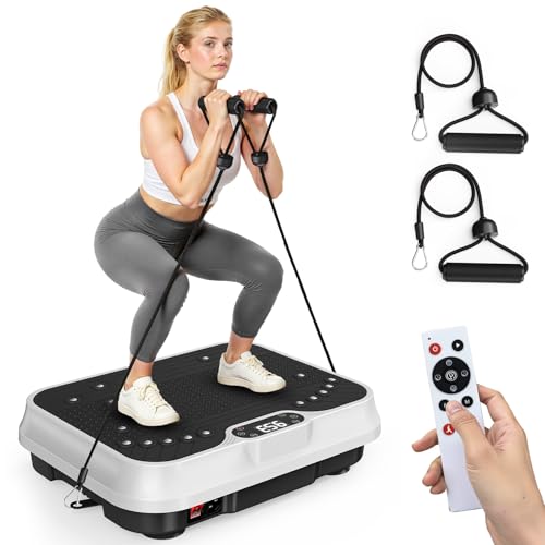 Image of Bigzzia Vibration Plate Exercise Machine 10 Modes Whole Body Workout Vibration Fitness Platform w / Loop Bands Jump Rope Bluetooth Speaker Home Training Equipment for Weight Loss & Toning