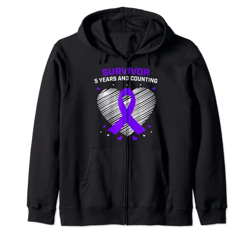 Purple Hodgkins Lymphoma Survivor Cadeau 5 ans sans cancer Sweat à Capuche