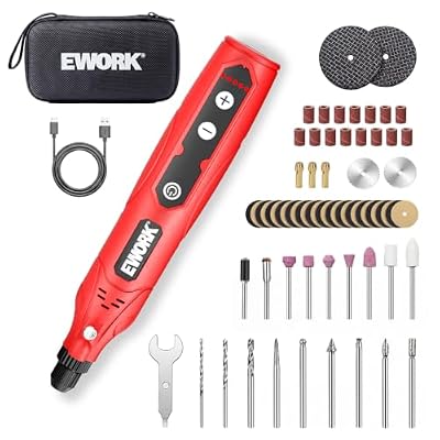 EWORK Cordless Rotary Tool Kit with 71 Accessories, 4V Mini Power Rotary Tool with 5 Variable Speeds & USB-C Charging for Sanding, Engraving, Polishing, Drilling, Carving, DIY Crafts