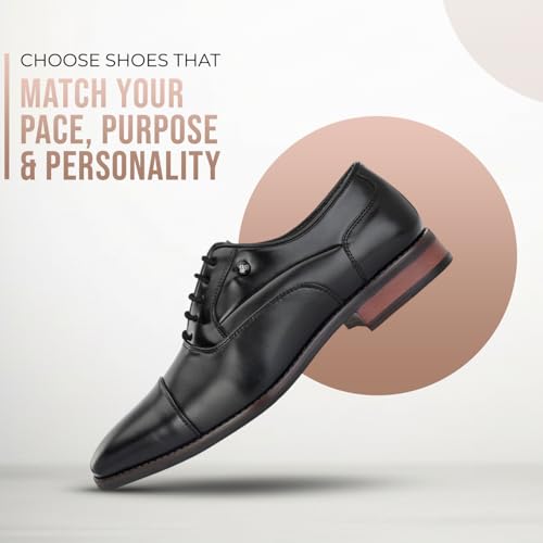 Image of San Frissco Mens Formal Shoes Lace Up Leatherette Oxfords /Soft Cushioned Footbed with TPR Sole /Comfortable, Stylish, Trending, Party, Outdoor Shoes for Office & College