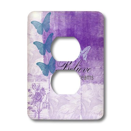 Plaque de prise vintage Believe in Your Dreams violette aux notes de nature poétique - 3