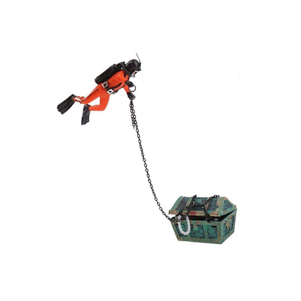 Snner 1PC Artificial Fish Tank Ornaments Undersea Treasure Chest Diver Underwater Decor Aquarium Ornament