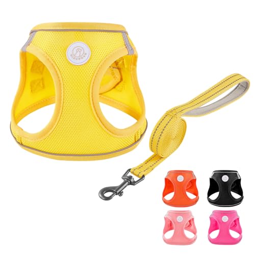 HIHANHAN Soft Mesh Dog Harness and Leash Set, No Pull Puppy Harness and Leash Set, Reflective Step...