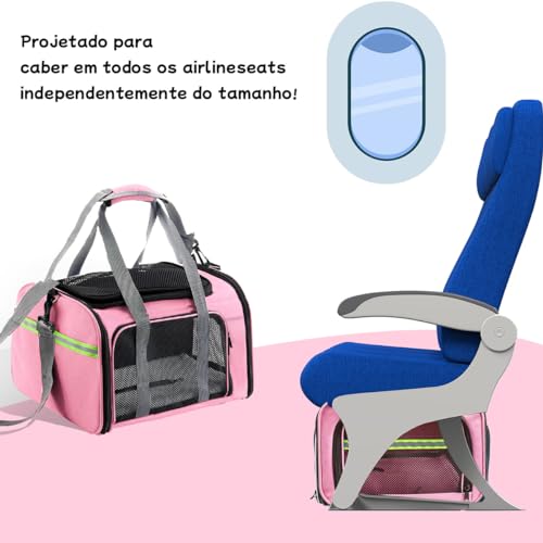Bolsa Transporte Pet Ventilação em 4 lados Bolsa Transporte Pet Avião Para LATAM Paw Up (Rosa)