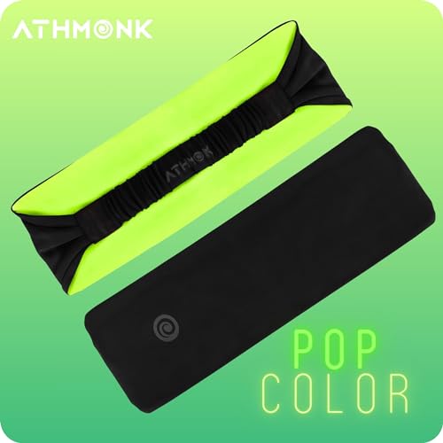 Athmonk Lycra Multipurpose Reversible Headband For Men Women, Colorful Stylish Sweatband Quick Dry Manage Long Hair Wide Snug Fit Elastic For Sports, Running, Gym, Cricket, Badminton, Green 3 41brvZ65kuL
