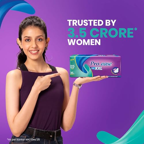 Image of Proease Go XXL Sanitary Pads for Women | 40 XXL Pads | For Heavy Flow | 35% Wider Back | Longest Lasting Protection Even on Day 2 of Periods | 40% More Absorption | Super Saver Pack | Ultra Thin