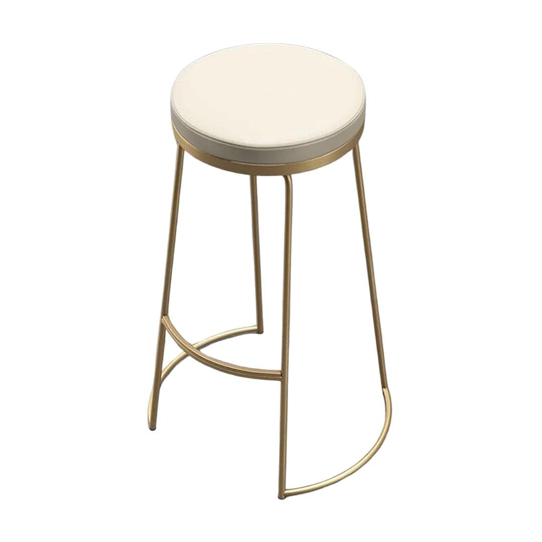 Round Vanity Stool, 55 cm, Gold Metal Legs | Upholstered Makeup Chair, Foot Rest Ottoman, Accent Seating, For Bedroom, Dressing Table, Living Room & Home-image-17