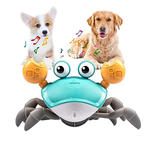 Image of Dog Toys Escaping Crab Crawling Dog Toy with Music Control & Lights, Dancing Crab Dog Toy Obstacle Avoidance Interactive Fun Toys for Puppy/Small/Medium Dogs (Green)
