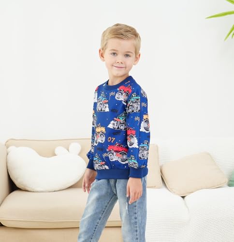 Image of Akyzic Boys Sweatshirts Cotton Long Sleeve Crewneck Pullover Toddler Kids Winter Warm Shirt Sweater Tops 3t-8t