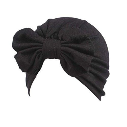 vmree Toddler Warm Cap, Kids Girl Boho Hat Beanie Scarf Turban Head Wrap Caps(3-8T) (Black)
