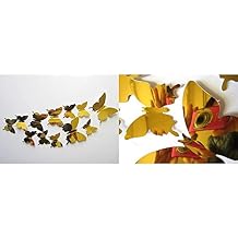 Ev Dekorasyon 3D PVC Kelebek 12 li Duvar S sleme Gold Aynal  V2