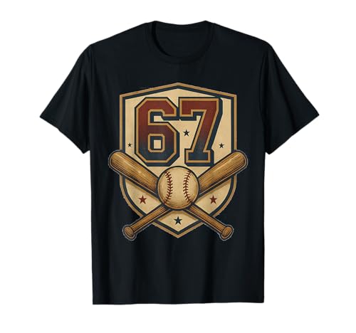 67 Baseball Meme Vintage Sports Crest Funny Retro 67 Player T-Shirt