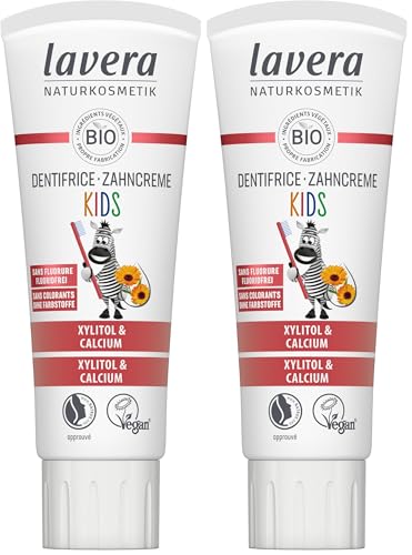Dentifricio Lavera Kids SENZA FLUORURE - senza coloranti - protegge i denti da latte - morbido e fruttato - calendula - 75 ml (Confezione da 2)