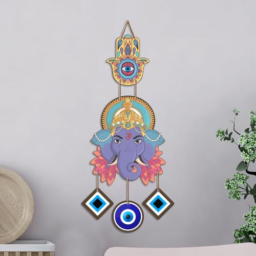 Image of Artvibes Lambodar Ganesha Nazar Battu Wall Hanging for Home Decor | Evil Eye Protection for Entrance Door Bedroom Living Room Temple | Positive Energy Vastu MDF Decorative Gift Item (WH 8567N)