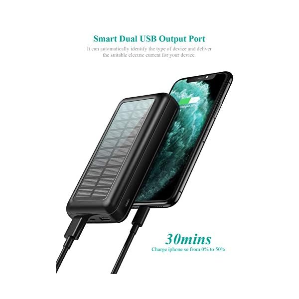 Power-Bank-Soxono-Solar-Charger-30000-mAh-Slimmest-and-Lightest-Portable-Charger-2-USB-Ports-High-Speed-Panel-External-Battery-for-iPhone-Samsung-Galaxy-and-More SOXONO Portable Charger Power Bank - 30000mAh Solar Charger, 2 USB Ports High-Speed Panel External Battery Pack for iPhone, Android and More