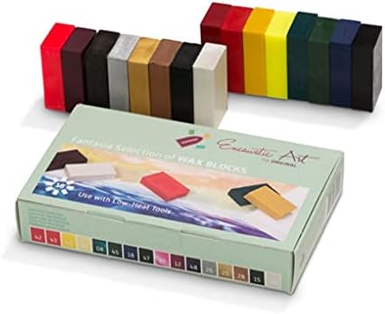 Encaustic Art The Original -FANTASIA SELECTION Set of 16 -Encaustic Wax Block Colors Set - Beeswax For Encaustic Art Supplies- Non-Toxic, Handcrafted in Germany