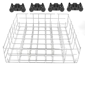 OEM for Whirlpool Dishwasher W10311986 W10380384 W11158802 W10629541 Lower Rack size 20.5″ x 20.5″ x 5.9″ NEW UPGRADED 304 stainless steel rack collocation W10195416 Lower level rack wheels
