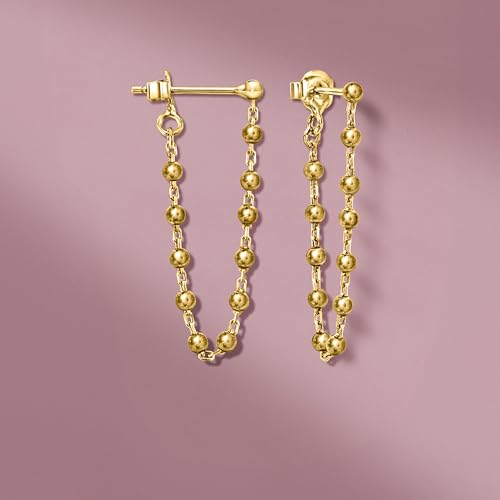 Pure Collection by Ross-Simons 18kt Gold Vermeil Bead-Chain Drop Earrings3