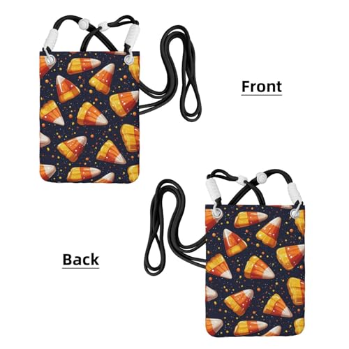 RVDO Candy Corn Halloween Crossbody Shoulder Bag Mobile Phone Bag Adjustable Shoulder Strap 5.91X8.27 In3