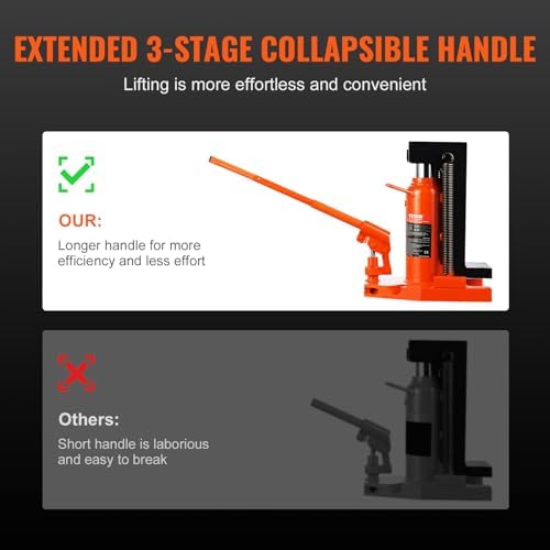 Bild 5 - VEVOR Hydraulischer Wagenheber, 5 t Hebebühne auf der Spitze, 10 t Hubkapazität an der Spitze, 20-173 mm Zehenhöhe, 287-440 mm obere Höhe, Lufthydraulischer Klauenwagenheber für Maschinen